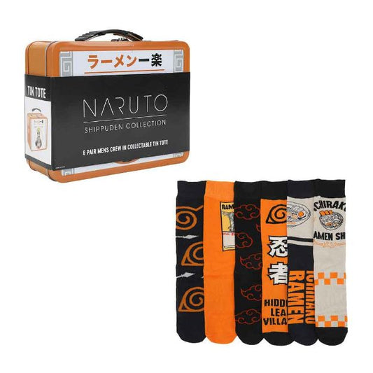 Naruto Shippuden - 6 Pair Crew Socks with Tin Tote - The Fourth Place