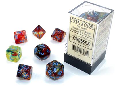 Nebula® Polyhedral Primary™/blue Luminary™ 7-Die Set - The Fourth Place