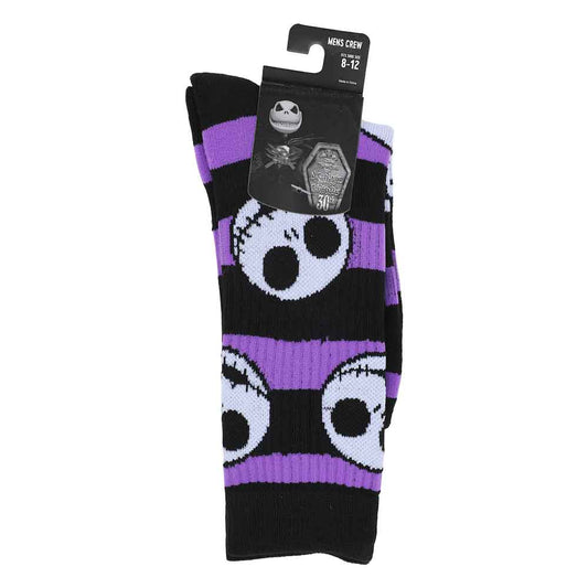 Nightmare Before Christmas Jack Skellington Black Light Crew Sock - The Fourth Place