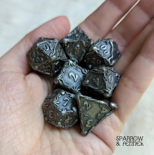Octopus Metal Dice Set (Gunmetal) - 7 Piece Set - The Fourth Place