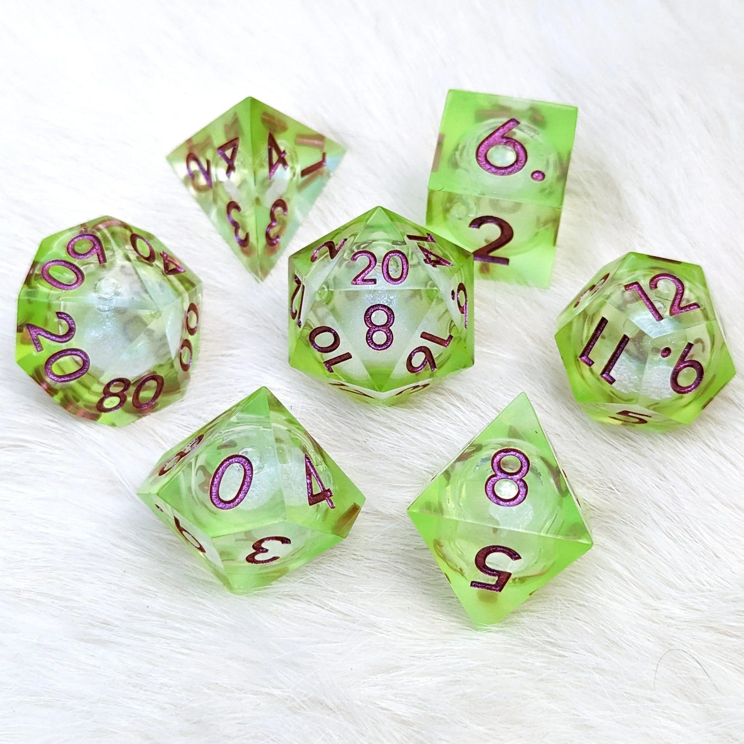 Ooze! - Set of 7 Liquid Core dice (Sharp Edges) - The Fourth Place