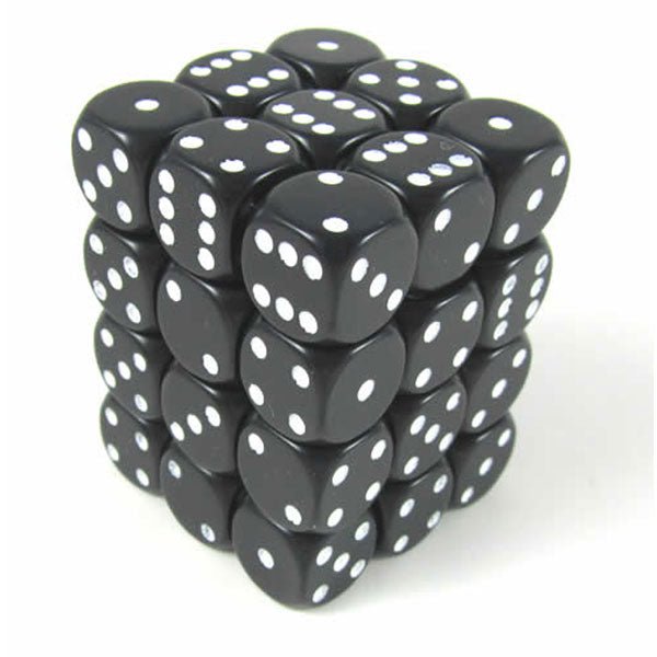 Opaque 12mm 36 d6 Black/White Dice Block™ (36 dice with pips) - The Fourth Place