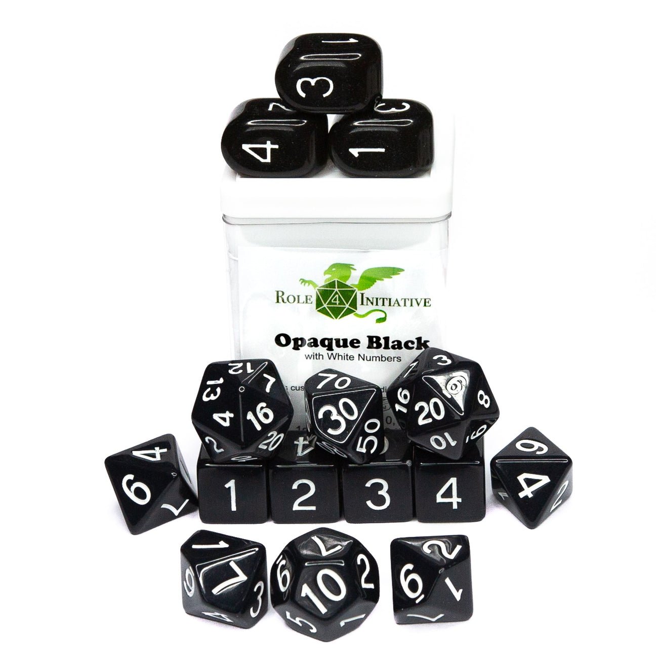 Opaque Black - 15 dice set (with Arch’d4™) - The Fourth Place