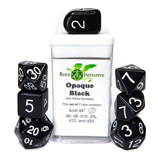 Opaque Black - 7 dice set (with Arch’d4™) - The Fourth Place