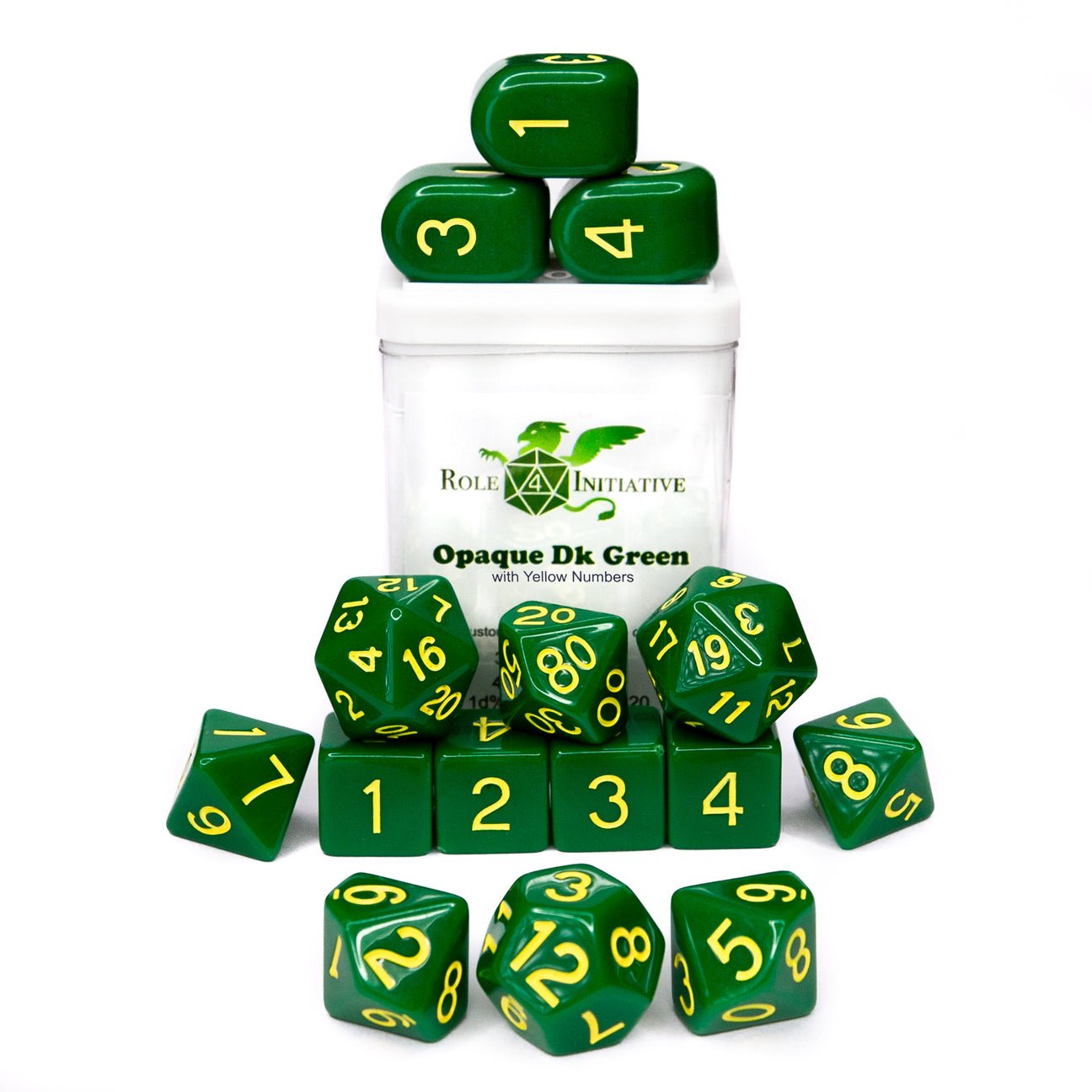Opaque Dark Green - 15 dice set (with Arch’d4™) - The Fourth Place