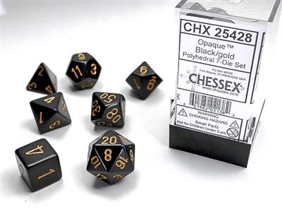 Opaque Polyhedral Black/gold 7-Die Set - The Fourth Place