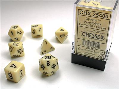 Opaque Polyhedral Ivory/black 7-Die Set - The Fourth Place