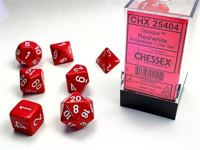 Opaque Polyhedral Red/white 7-Die Set - The Fourth Place