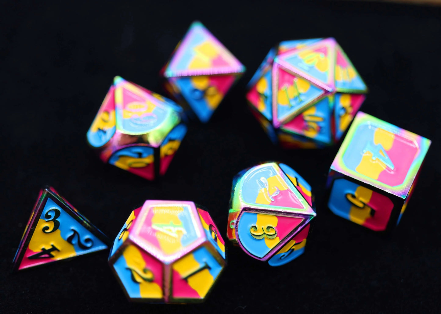 Pansexual Pride Flag - Metal RPG Dice Set - The Fourth Place