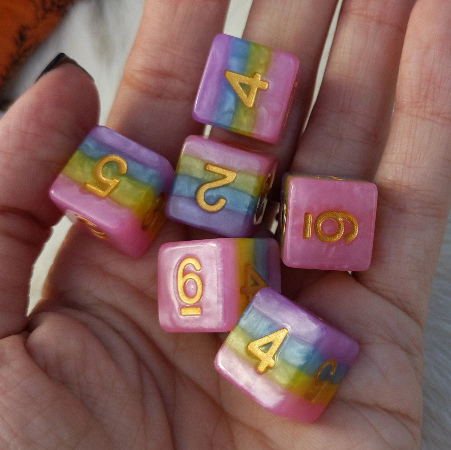 Pastel Rainbow - 6D6 Set (Six six-sided dice) - The Fourth Place