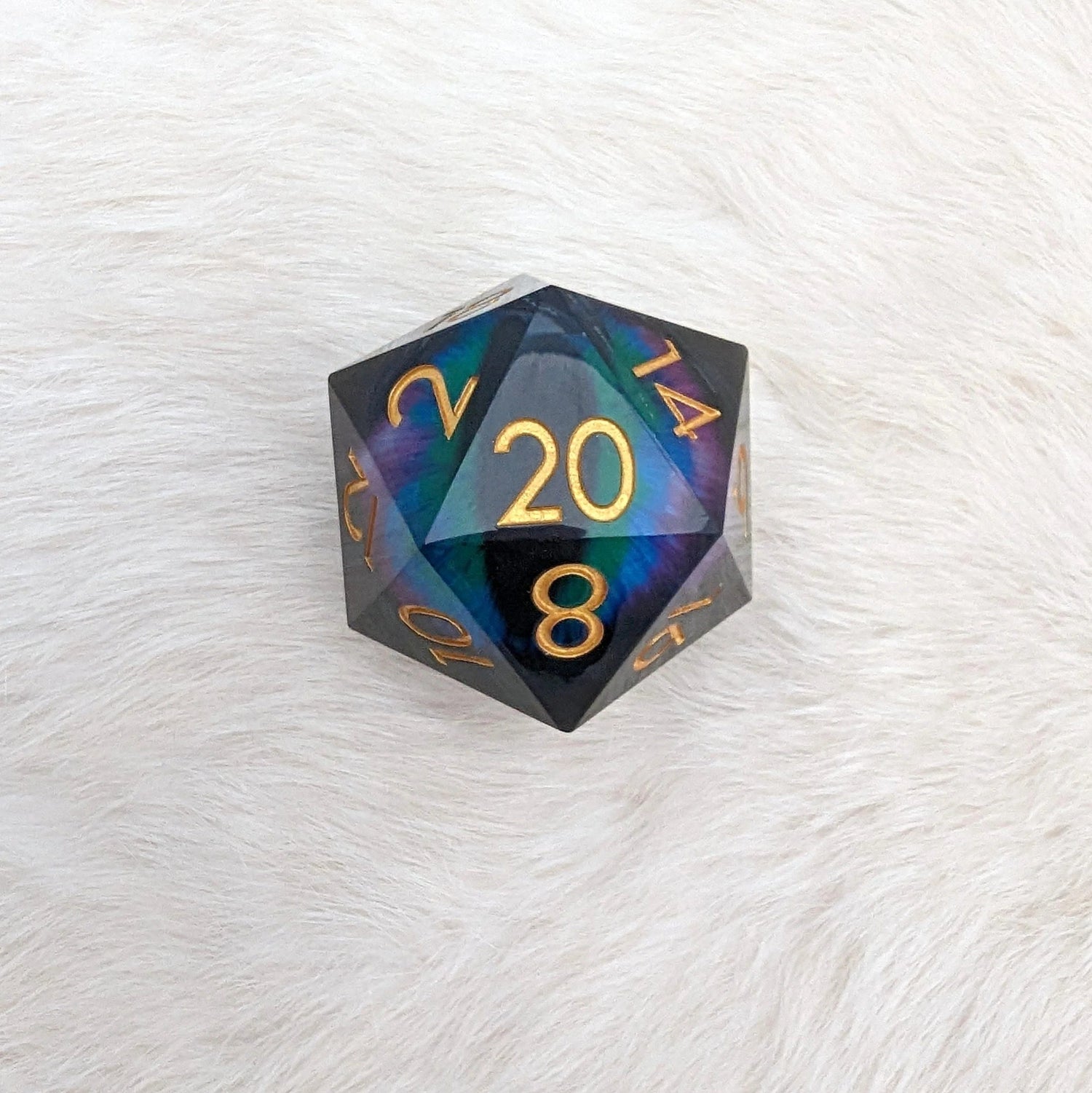 Peacock Moving Eye - Extra Large Liquid Core D20 - The Fourth Place