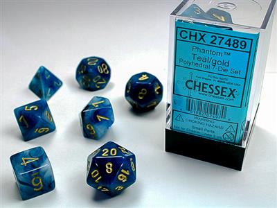 Phantom® Polyhedral Teal/gold 7-Die Set - The Fourth Place