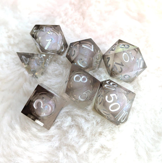 Phantom - Set of 7 Liquid Core dice (Sharp Edges) - The Fourth Place
