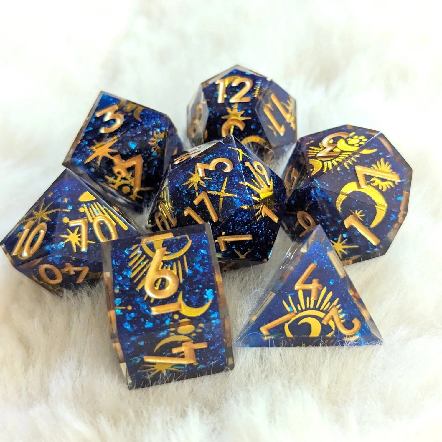 Planetary Mystic - 7 piece sharp-edge dice set - The Fourth Place