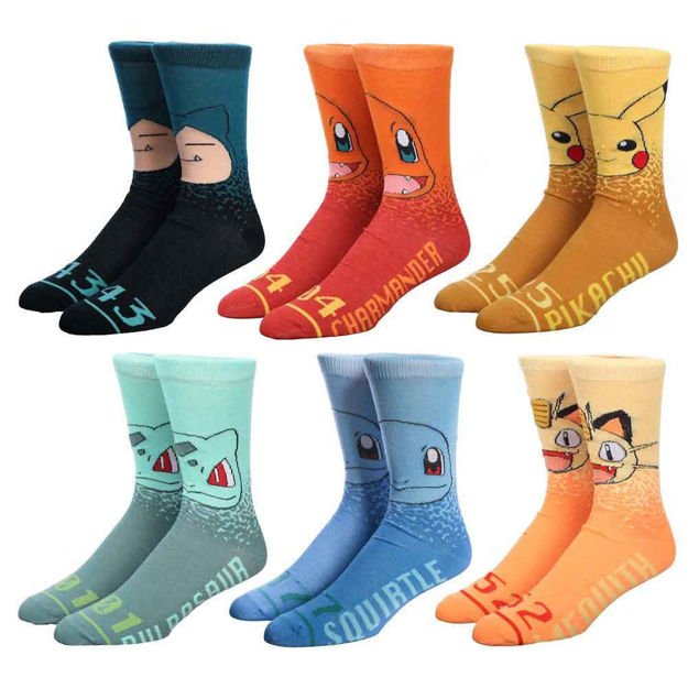 Pokemon Characters 6 Pair Crew Socks - The Fourth Place