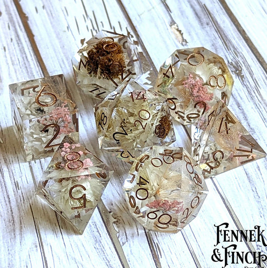 Prairie Flowers Sharp Edge DnD Dice Set - The Fourth Place