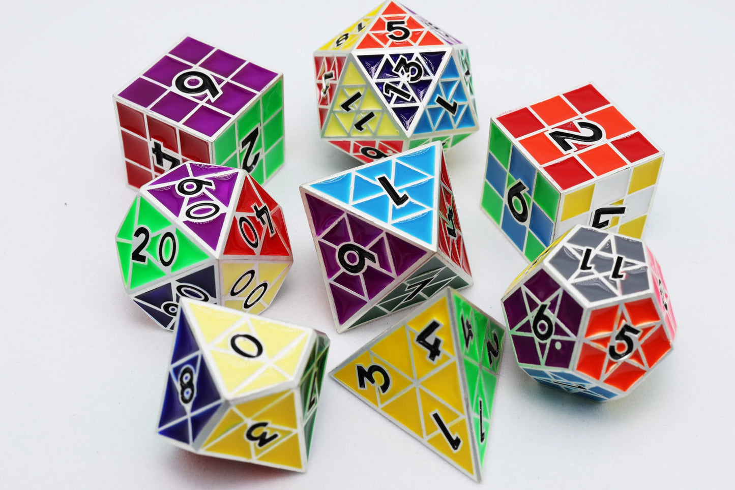 Puzzle Cube: Silver - Metal RPG Dice Set - The Fourth Place