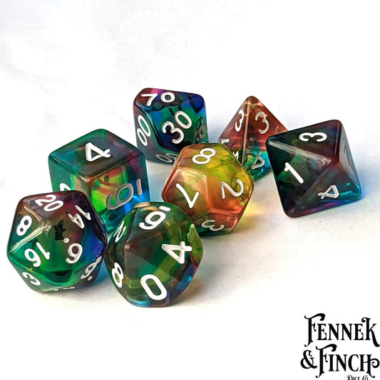 Rainbow Watercolor Dice Set - The Fourth Place