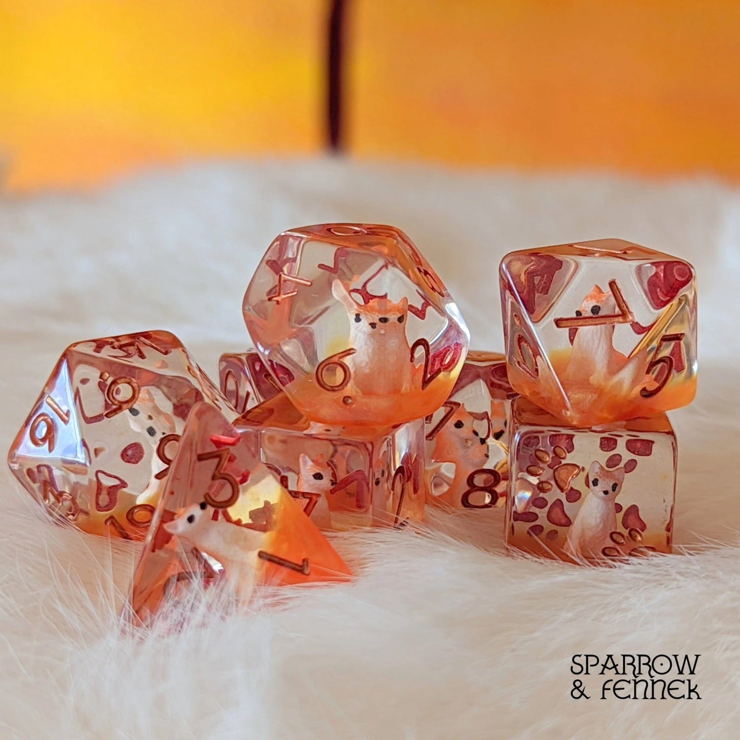 Red Fox - 8 Piece Dice Set - The Fourth Place