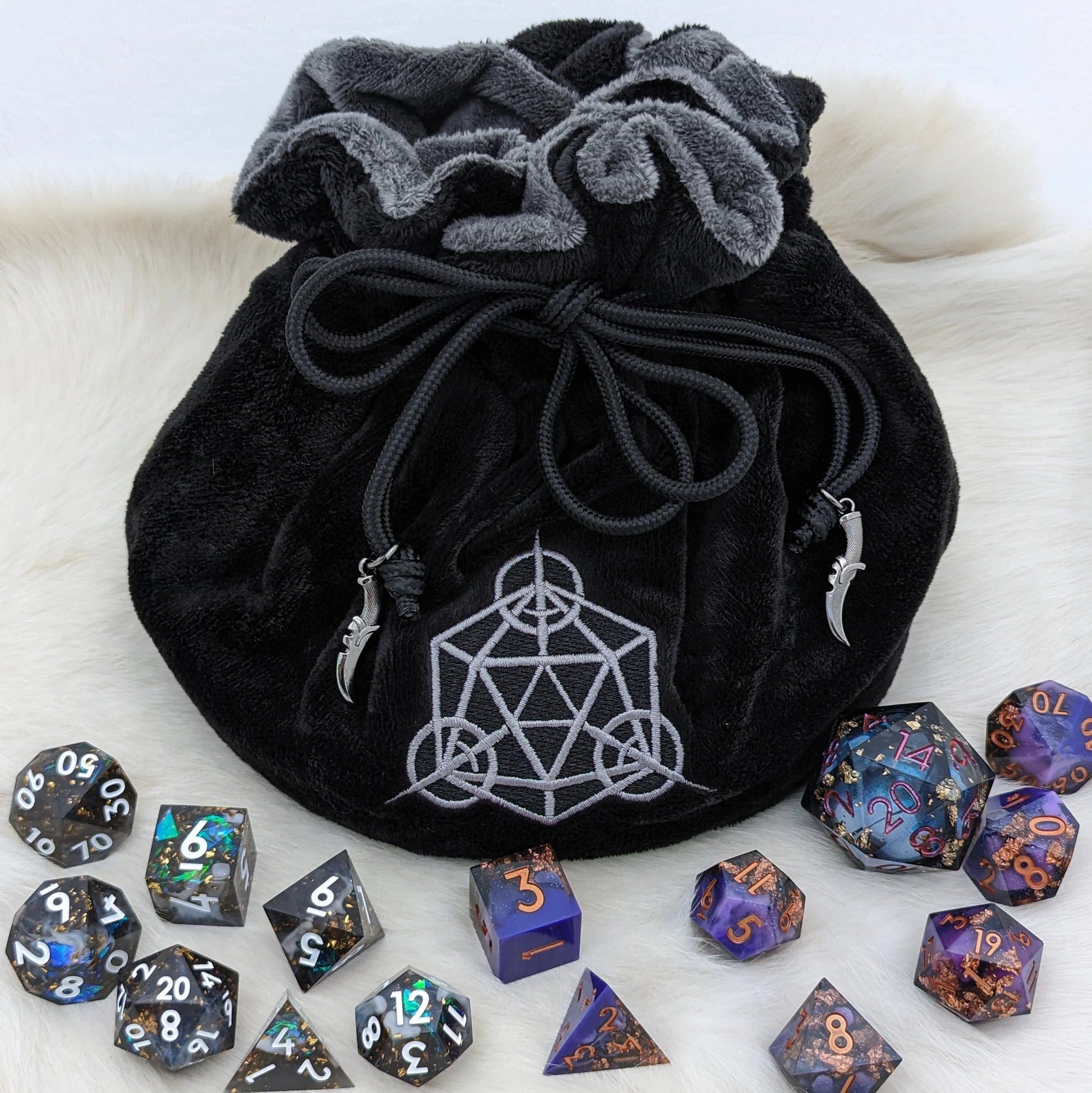 Rogue multi-pocket large dice bag (black/silver) - The Fourth Place