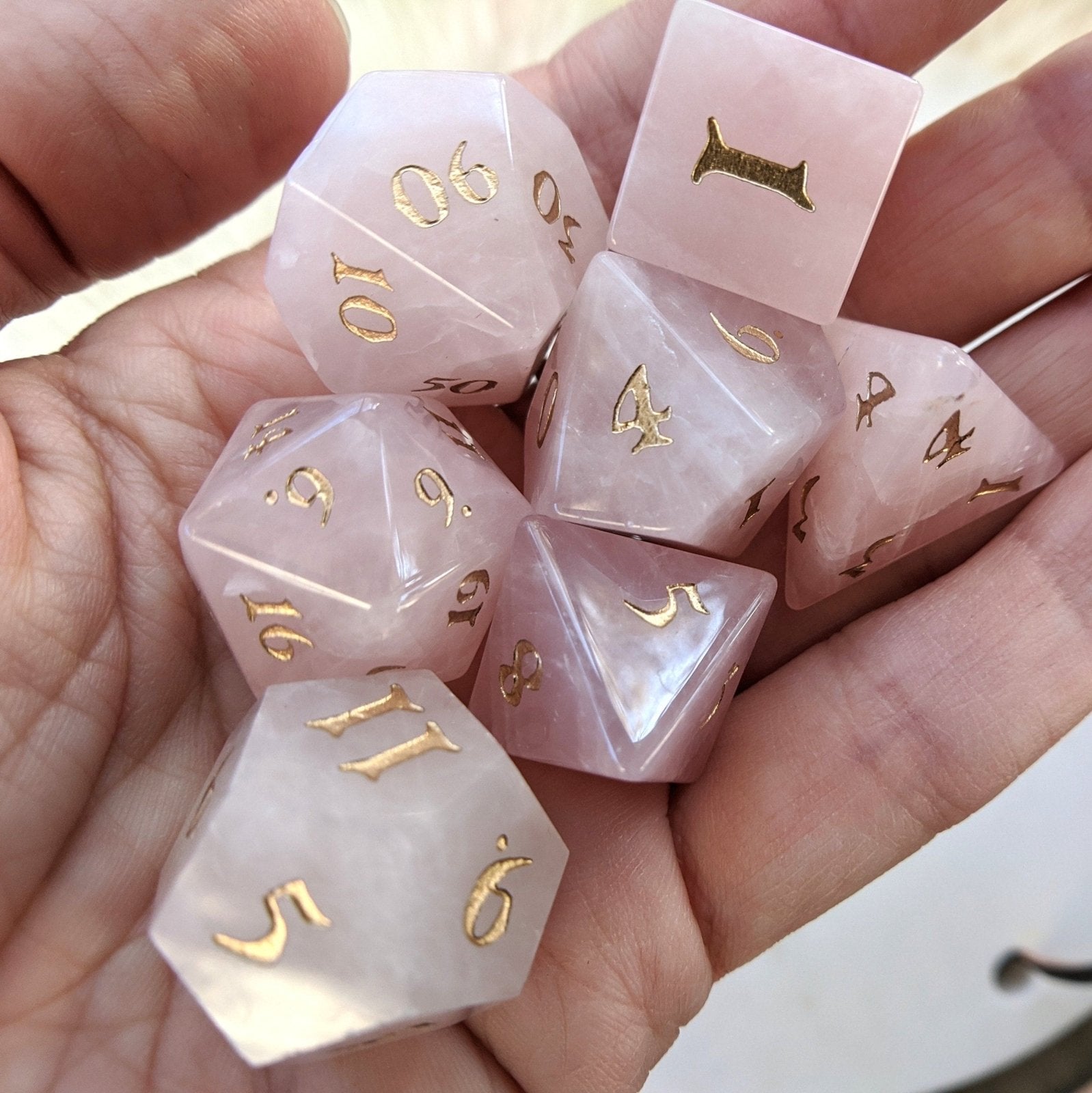 Rose Quartz - 7 Dice Set - The Fourth Place