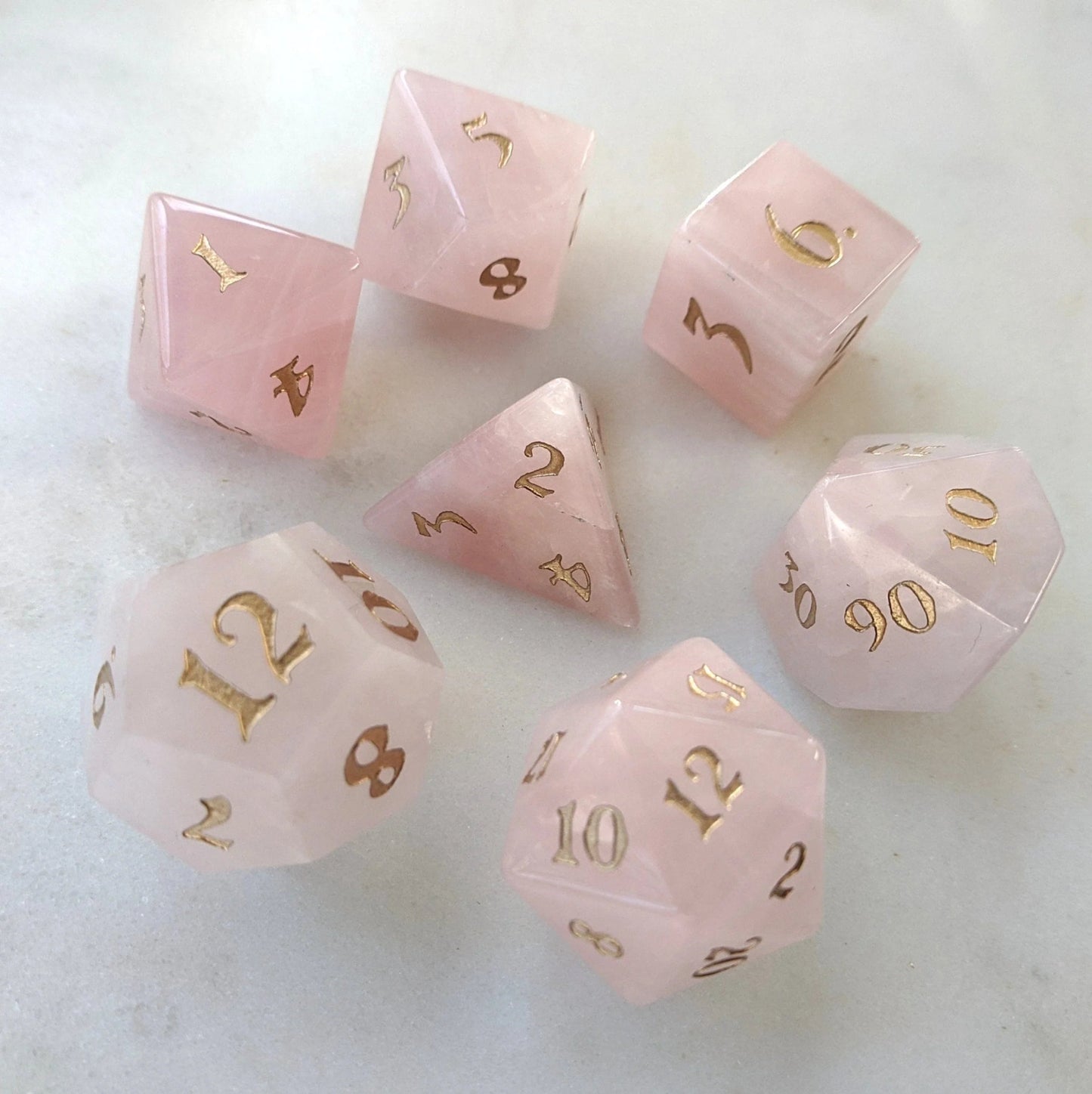 Rose Quartz - 7 Dice Set - The Fourth Place