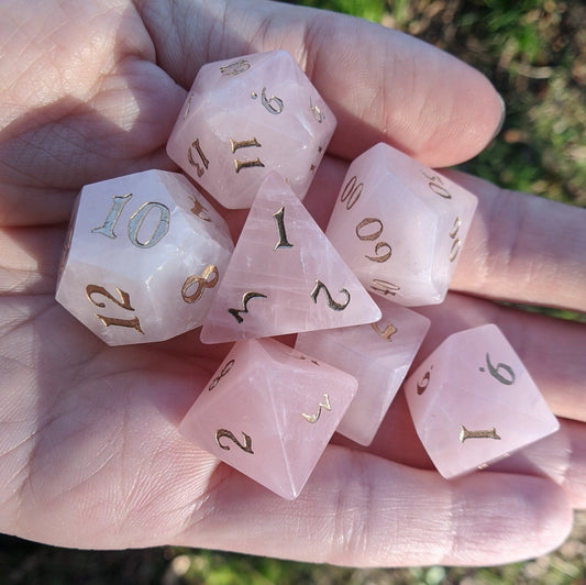 Rose Quartz - 7 Dice Set - The Fourth Place