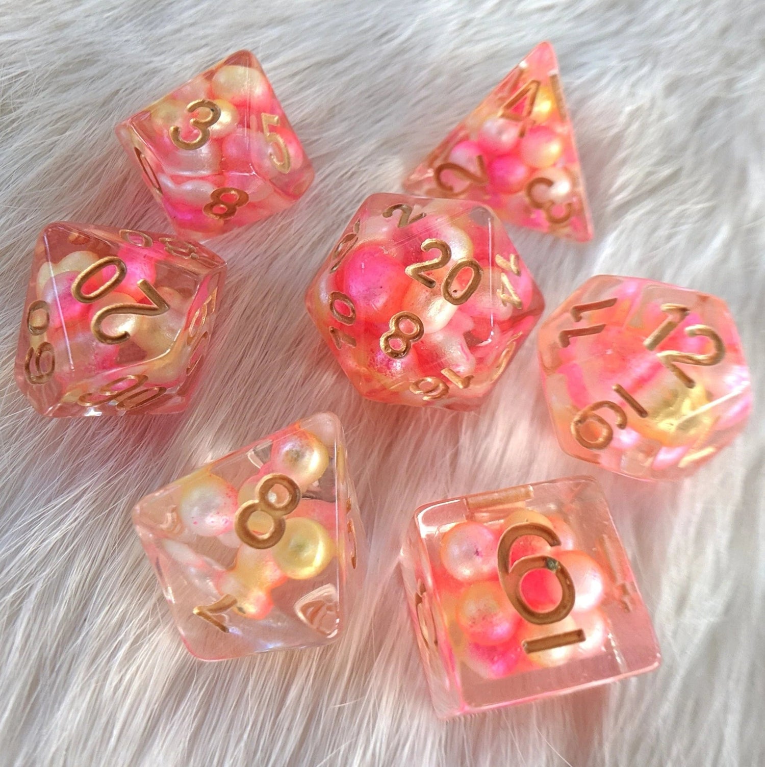 Sherbet Pearl - 7 Dice Set - The Fourth Place
