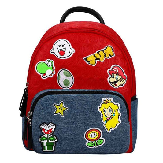 Super Mario Icon Patches Embossed Mini Backpack - The Fourth Place