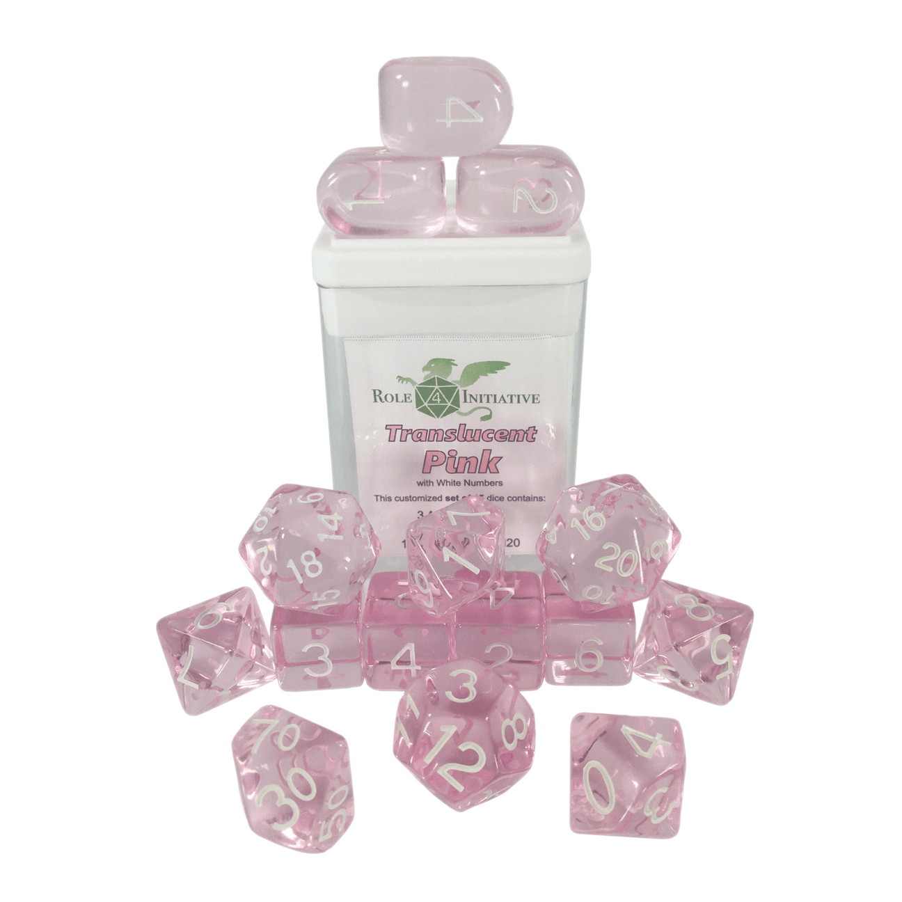 Translucent Pink - 15 dice set (with Arch’d4™) - The Fourth Place