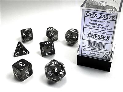 Translucent Polyhedral Smoke/white 7-Die Set - The Fourth Place