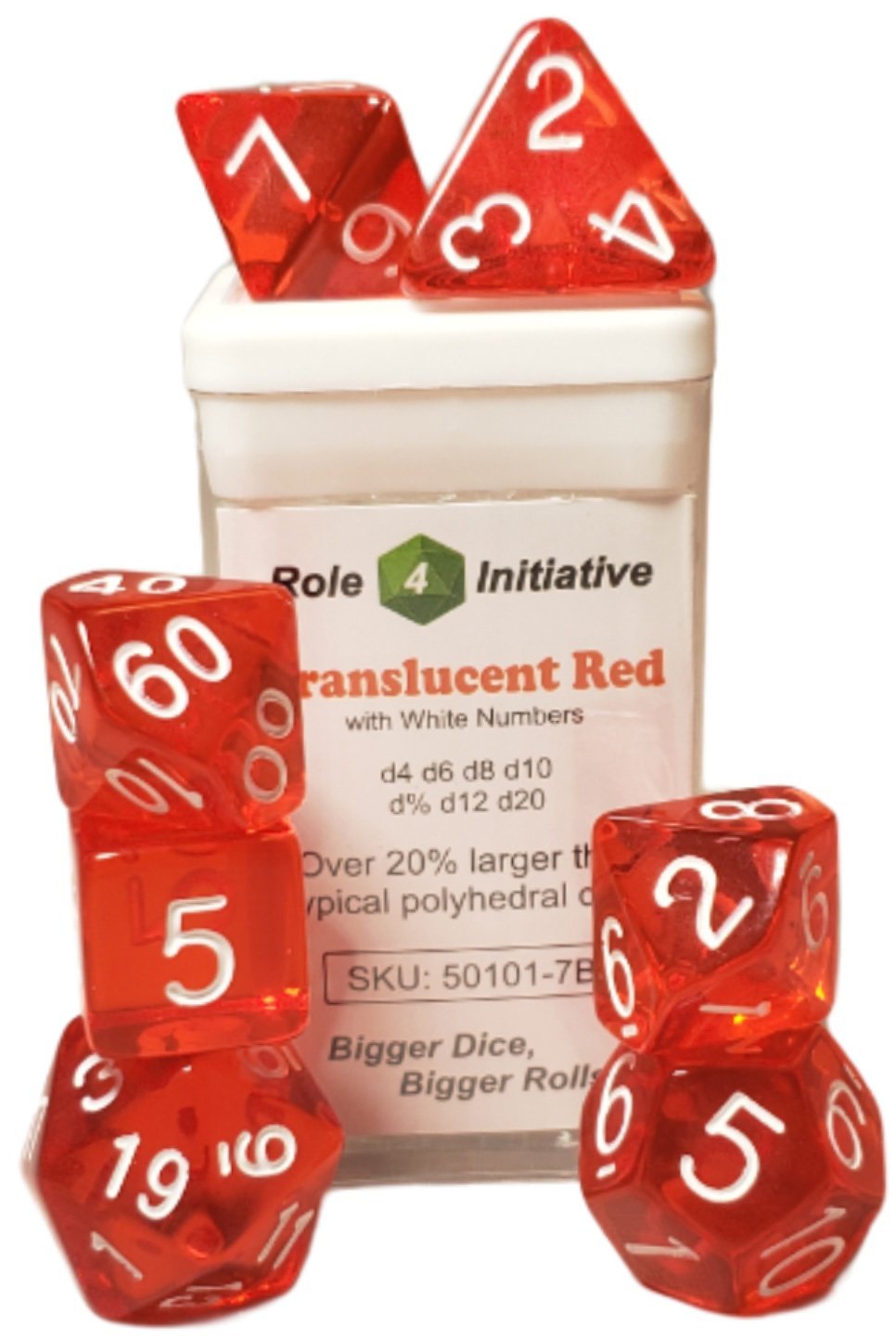 Translucent Red - 7 dice set (with Arch’d4™) - The Fourth Place