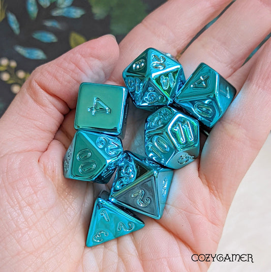 Turquoise Metallic Acrylic Dice Set - The Fourth Place