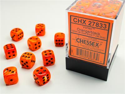 Vortex® 12mm d6 Orange/black Dice Block™ (36 dice) - The Fourth Place