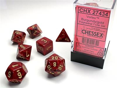 Vortex® Polyhedral Burgundy/gold 7-Die Set - The Fourth Place