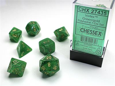 Vortex® Polyhedral Green/gold 7-Die Set - The Fourth Place