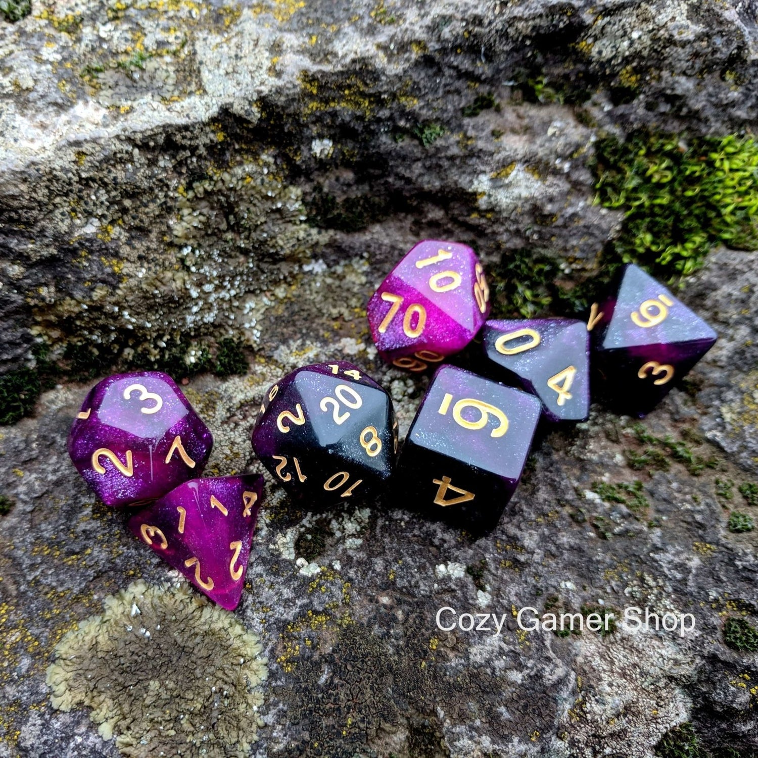 Warlock (Black and Purple) - 7 Dice Set - The Fourth Place