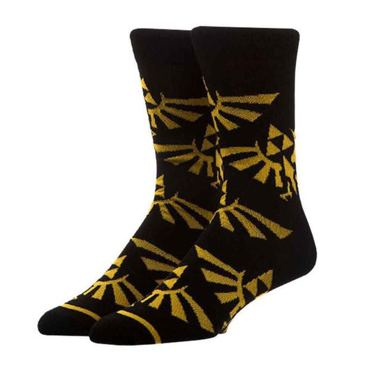 Zelda Hyrule Triforce Logo Black Crew Socks - The Fourth Place